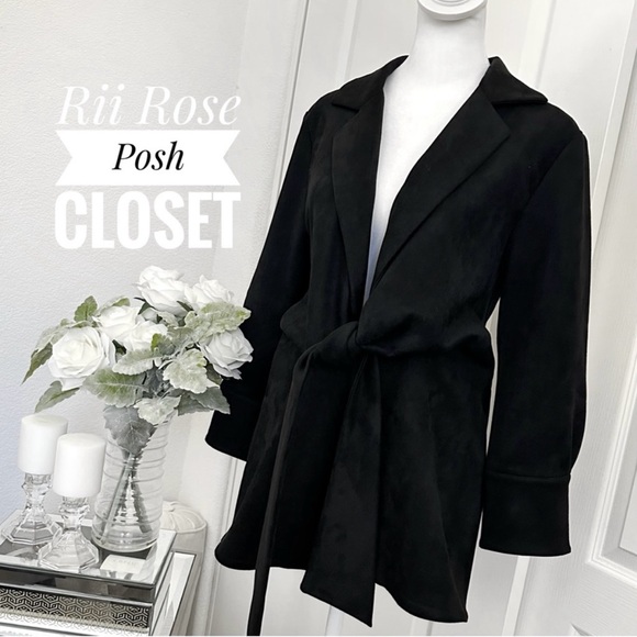 NWT Love Token Front Tie Faux Suede Jacket Blazer - Picture 3 of 4